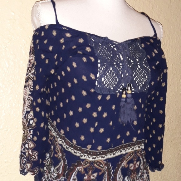 Angie Navy blue strap top Size Medium - Picture 2 of 6